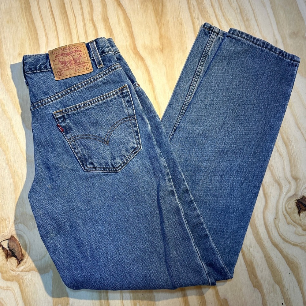 90s Levis 550 Relaxed Fit Jeans Mens 32x34 Blue Denim Tapered Leg 100% Cotton